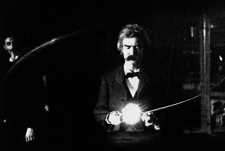 Mark Twain invented a better kind of suspenders and patented a history trivia game. He loved science and often visited Nikola Tesla's laboratory.